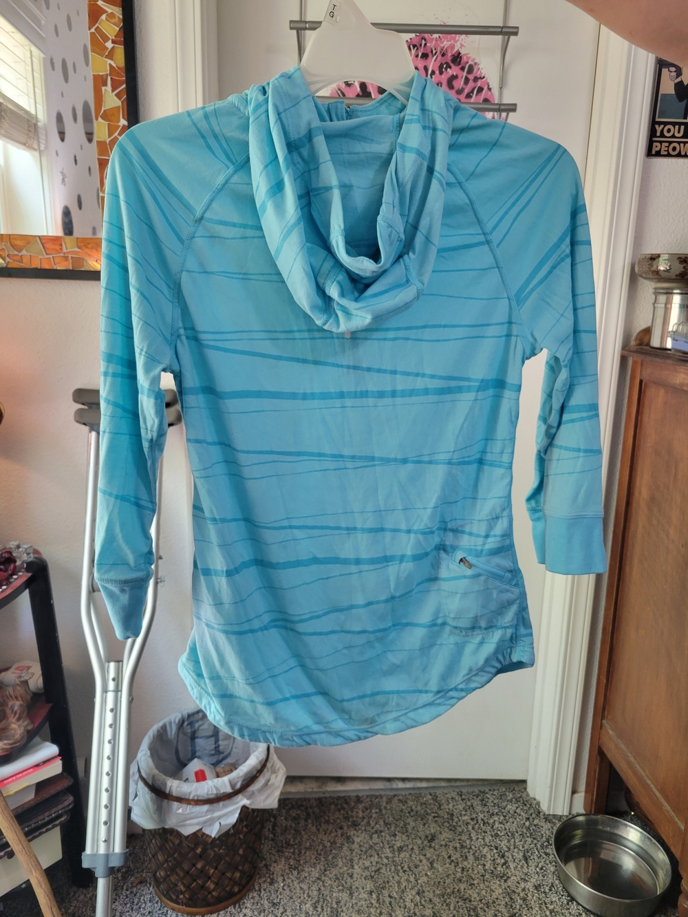 Nike Aqua Blue Striped Half-Zip Hoodie - Picture 3 of 9